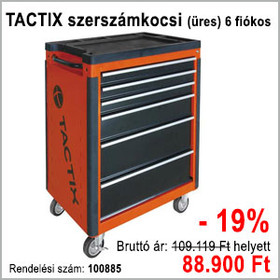 TACTIX szerszámkocsi (üres) - 6 fiókos