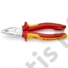 Knipex VDE kombinált fogó krómozott, többkomponensű nyél 180mm, rögzítőszemmel