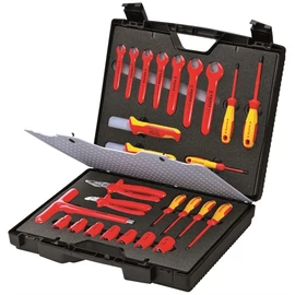 Knipex Normál bőrönd 26 részes szigetelt szerszámokkal az elektromos berendezéseken való munkálatokhoz 450 mm