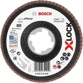 Bosch legyezőtárcsa 125x22.23 mm P80 fémhez X551 hajlított X-Lock