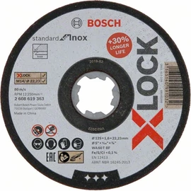Bosch vágókorong 125x1.6 inoxhoz egyenes X-Lock