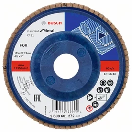Bosch lamellás tárcsa 115x22.23 mm P80 fémhez Alox X431 egyenes műanyag