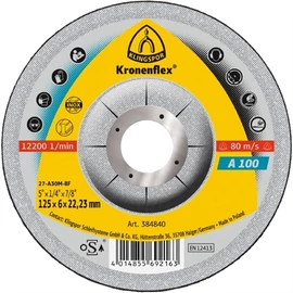 Klingspor Kronenflex A 100 Extra Csiszolókorongok, 125 x 6 x 22.23 mm domború