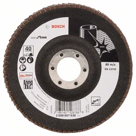 Bosch lamellás tárcsa 125x22.23 mm P40 inoxhoz Zirkon X581 kúpos üvegszál