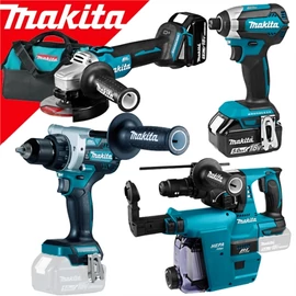 Makita DLX4155TX1 18V LXT Li-ion BL gépszett DDF486 fúró-csavarbehajtó +DGA504 sarokcsiszoló +DHR243 fúró- vésőkalapács +DTD153 ütvecsavarbehajtó +DX07 porszívó adapter 2x5.0Ah