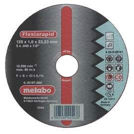 Metabo vágókorong 125X1x22.23mm INOX A60RBF