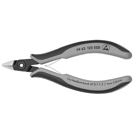 Knipex precíziós elektronikai oldalcsípő fogó ESD többkomponensű nyél barnított 125 mm