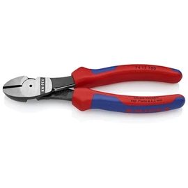 Knipex erőkímélő oldalcsípő fogó feketére foszfátozott, többkomponensű nyél 180 mm