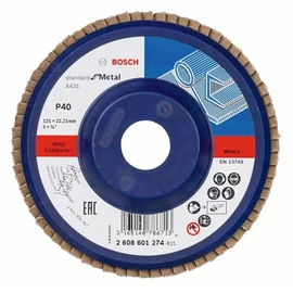 Bosch lamellás tárcsa 125x22.23 mm P40 fémhez Alox X431 egyenes műanyag
