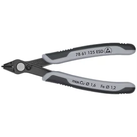 Knipex elektronikai oldalcsípő fogó Super Knips ESD többkomponensű nyél barnított 125 mm (bliszter)