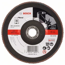 Bosch lamellás tárcsa 180x22.23 mm P80 fémhez Zirkon X571 kúpos üvegszál