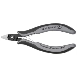 Knipex precíziós elektronikai oldalcsípő fogó ESD többkomponensű nyél barnított 125 mm