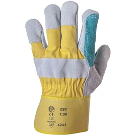 Bőrkesztyű dupla hasítékbőr tenyér/sárga vászon 8