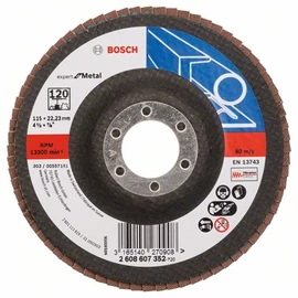 Bosch lamellás tárcsa 115x22.23 mm P120 fémhez Zirkon X551 egyenes üvegszál