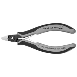 Knipex precíziós elektronikai oldalcsípő fogó ESD többkomponensű nyél barnított 125 mm
