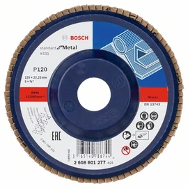Bosch lamellás tárcsa 125x22.23 mm P120 fémhez Alox X431 egyenes műanyag