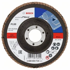 Bosch lamellás tárcsa 115x22.23 mm P120 fémhez Alox X431 egyenes üvegszál
