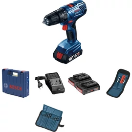 BOSCH GSB 180-LI Professional akkus ütvefúró-csavarozó 2x18V/ 2Ah, GAL 18V-20 töltő, 23 részes fúró-bit készlet