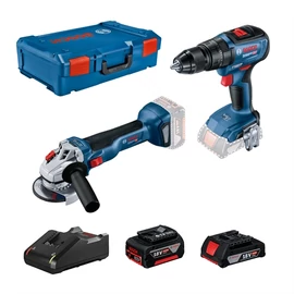 Bosch GWS 18V-10 akkus sarokcsiszoló + GSB 18V-50 akkus ütvefúró-csavarozó 1x2.0Ah + 1x5.0Ah akku XL-Boxx