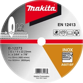 Makita vágókorong 230X1.9X22 INOX