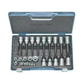 Gedore dugókulcs készlet 1/2&quot; + 1/4&quot;, 34 részes TORX (19 TX 20)