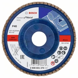 Bosch lamellás tárcsa 115x22.23 mm P40 fémhez Alox X431 egyenes műanyag