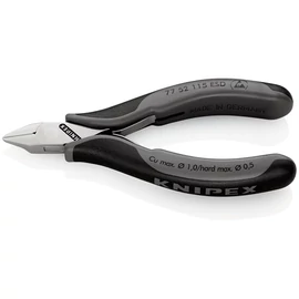 Knipex Elektronikai oldalcsípő fogó lapos fejű ESD többkomponensű nyél 115 mm