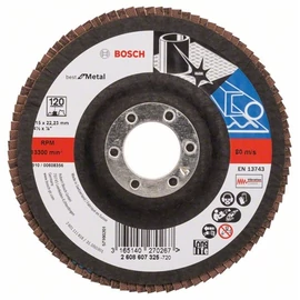 Bosch lamellás tárcsa 115x22.23 mm P120 fémhez Zirkon X571 egyenes üvegszál