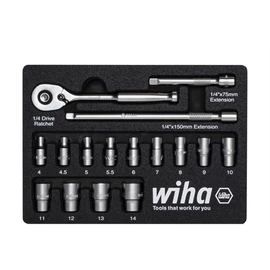 Wiha Racsnis kulcskészlet 1/4&quot; 16 részes,, habbetéttel (44683)