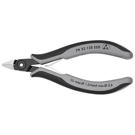 Knipex precíziós elektronikai oldalcsípő fogó ESD többkomponensű nyél barnított 125 mm