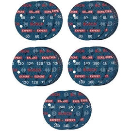 Bosch EXPERT O780 Foil csiszolótárcsa készlet, 125 mm, G60 (5 db) G80 (15 db) G120 (15 db) G180 (15 db) G240 (5 db), 55 részes