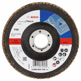 Bosch lamellás tárcsa 125x22.23 mm P40 fémhez Alox X431 egyenes üvegszál