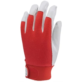 Bőrkesztyű szürke színsertés/piros vászon tépőzár 9