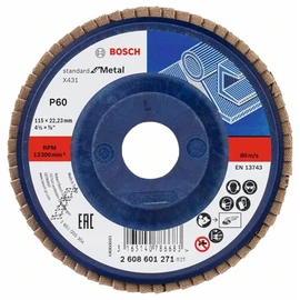 Bosch lamellás tárcsa 115x22.23 mm P60 fémhez Alox X431 egyenes műanyag