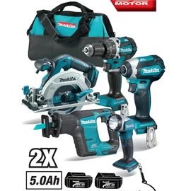 Makita DLX6092T 18V LXT Li-ion BL gépszett DGA504+DHP484+DHS680+DJR188+DTD153+DML802 2x5.0Ah TÁSKA