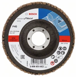 Bosch lamellás tárcsa 115x22.23 mm P60 fémhez Alox X431 kúpos üvegszál