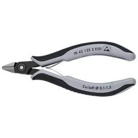 Knipex precíziós elektronikai oldalcsípő fogó ESD többkomponensű nyél barnított 125 mm