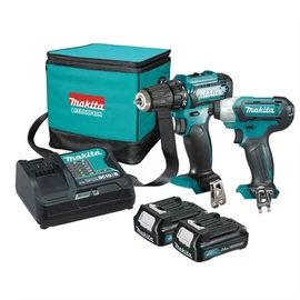 Makita CXT akkus gépszett HP333D ütvefúró + TD110D ütvecsavarozó + DC10SB töltő + 2x2.0 Ah 10.8V akku