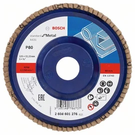 Bosch lamellás tárcsa 125x22.23 mm P80 fémhez Alox X431 egyenes műanyag