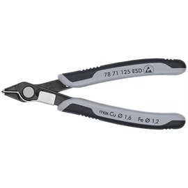 Knipex elektronikai oldalcsípő fogó Super Knips ESD többkomponensű nyél barnított 125 mm