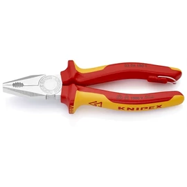 Knipex VDE kombinált fogó krómozott, többkomponensű nyél 180mm, rögzítőszemmel