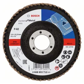 Bosch lamellás tárcsa 115x22.23 mm P40 fémhez Alox X431 egyenes üvegszál