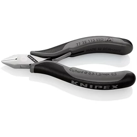 Knipex Elektronikai oldalcsípő fogó hegyes fejű ESD többkomponensű nyél 115 mm