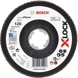 Bosch legyezőtárcsa 125x22.23 mm P120 fémhez X551 hajlított X-Lock