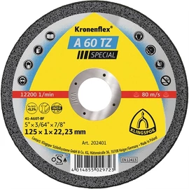 Klingspor vágókorong 125x1x22.23mm A 60 TZ S Egyenes