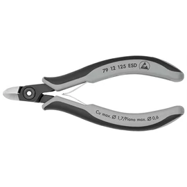 Knipex precíziós elektronikai oldalcsípő fogó ESD többkomponensű nyél barnított 125 mm