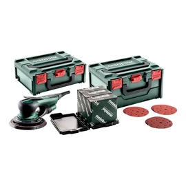 Metabo SXE 150-2.5 BL Set excentercsiszoló + multi-hole metaBOX csiszolóanyag-készlet, metaBOX 350W