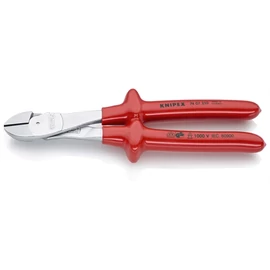 Knipex erőkímélő oldalcsípő fogó krómozott, mártott nyél VDE 250 mm