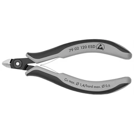 Knipex precíziós elektronikai oldalcsípő fogó ESD többkomponensű nyél barnított 120 mm