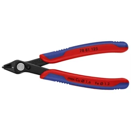 Knipex elektronikai oldalcsípő fogó Super Knips többkomponensű nyél barnított 125 mm (bliszter)